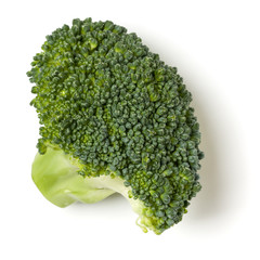 Broccoli isolated on white background. Top view, flat lay.