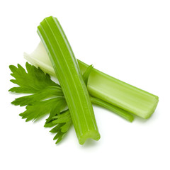 Celery stalk bunch isolated om white background cut out.