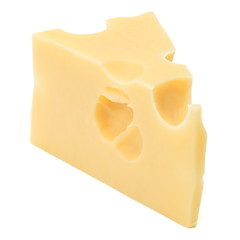 Cubes of cheese. Cheese block isolated on white background cutout