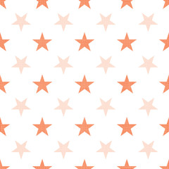 Orange Halloween stars linen textured repeat pattern