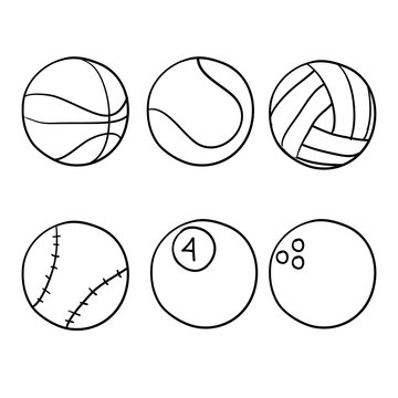 doodle sport ball illustration handdrawn style