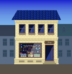 A flower shop in the old part of the city.