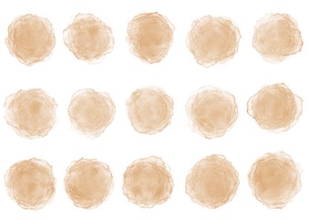 茶色の手書き風飾り枠セット、ドット、植物、土、チョコレート