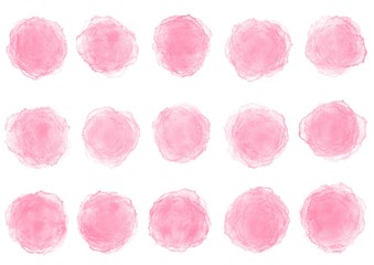 ピンクの手書き風飾り枠セット、ドット、桃、女の子、ウキウキした
