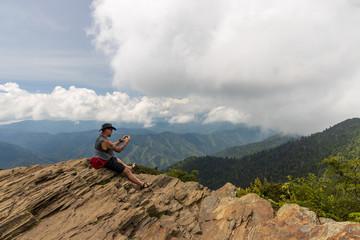 Hiker taking selfie in Great Smoky Mountains National Park