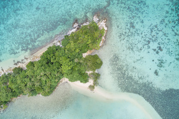 A deserted island from directly above