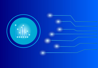 abstract blue background with circle lines and graph