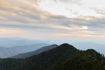 Fototapeta na wymiar Sunset view from Clifftops overlook, Great Smoky Mountains National Park
