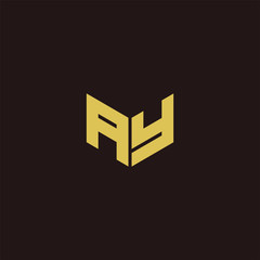 AY Logo Letter Initial Logo Designs Templete with Gold and Black Background