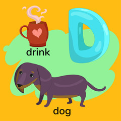 Letter D of the children s alphabet. Vector Graphic
