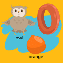 Letter O of the child s alphabet. Vector graphics.