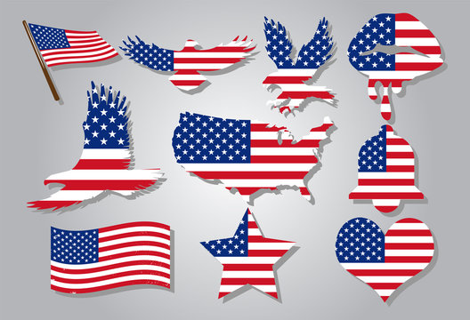 american flag  vector set graphic clipart design