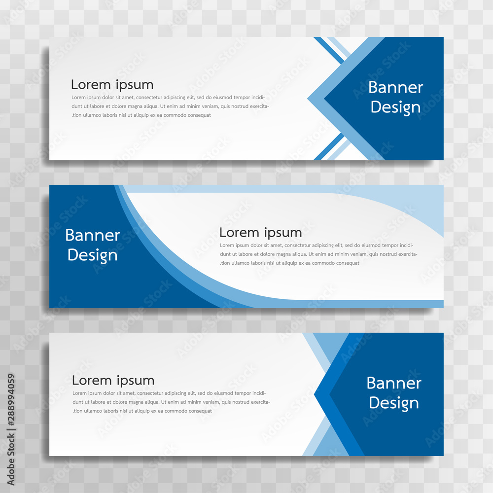 Poster a set of blue banner templates designed for the web and various headlines are available in three dif