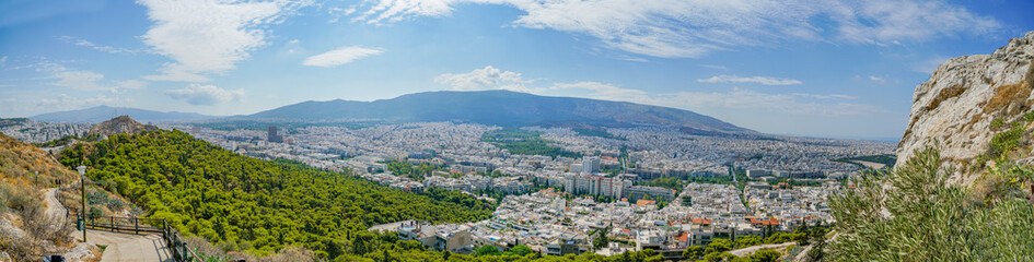 Fototapeta na wymiar Athens panorama from slope of Mount Lycabettus.