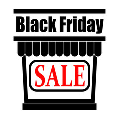 Black Friday Sale Day Logo. Store icon with a sale. Showcase in black with the words Sale in the center.