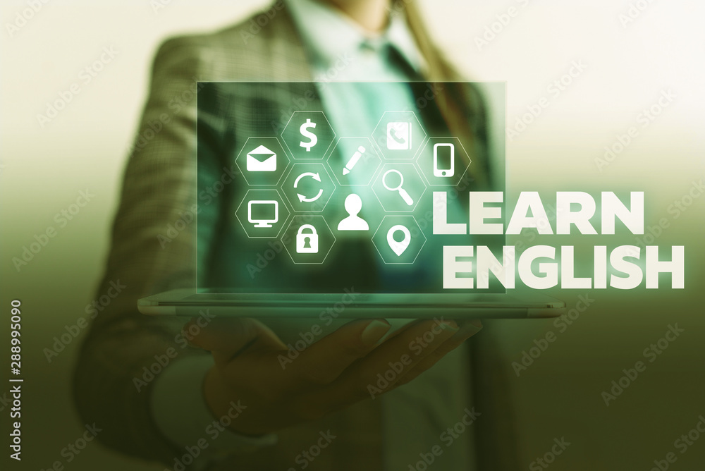Poster handwriting text writing learn english. conceptual photo universal language easy communication and u