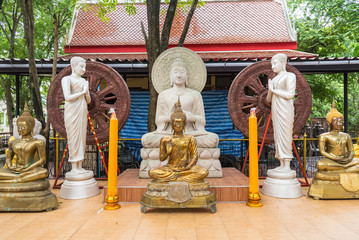 Sanctuary and Buddha statue in temple of Thailand.
