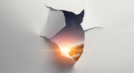 Effect of torn paper hole
