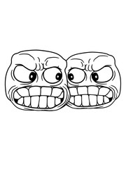 comic 2 feinde wütend böse beherrschung verloren zusammen reißen sauer verärgert stinksauer zähne knirschen ausrasten wahnsinnig werden durchdrehen cartoon clipart gesicht lustig