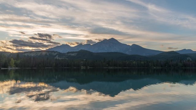 Edith Lake, Jasper National Park, Epic Lake Sunset with Mountain Reflection, Canada