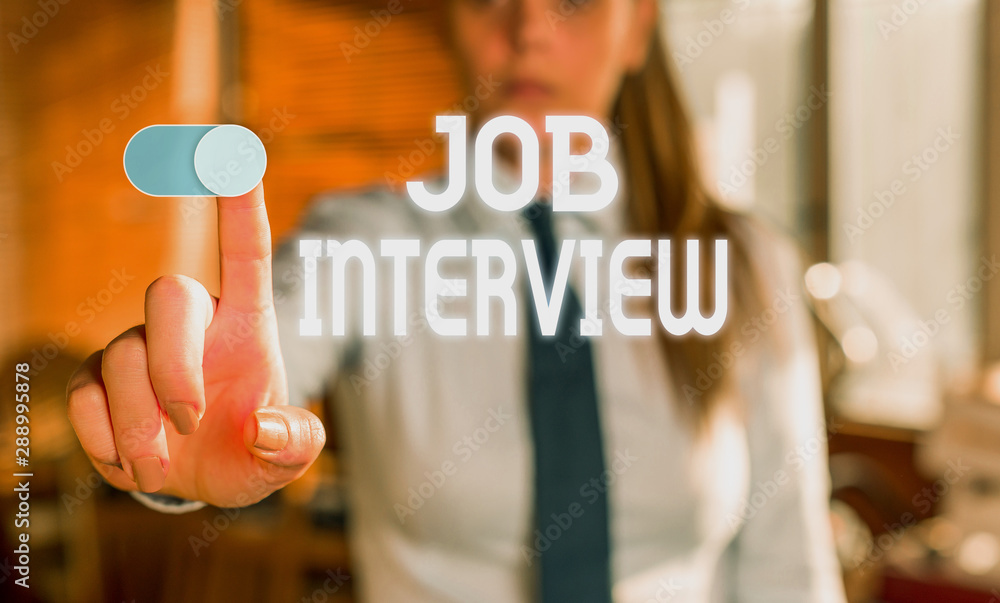 Poster text sign showing job interview. business photo showcasing assessment questions answers hiring emplo