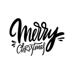 Merry Christmas hand drawn vector lettering. Isolated on white background.