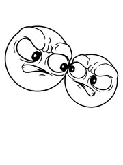 clipart große köpfe großer kleiner bruder 2 feinde freunde team paar comic auf den boden gucken mann aggressiv cartoon böses wütendes gesicht sauer design cool lustig verärgert