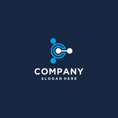 C letter with technology style modern design template isolated on blue color
