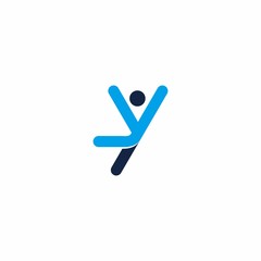 Y logo with people element logo design template - obrazy, fototapety, plakaty
