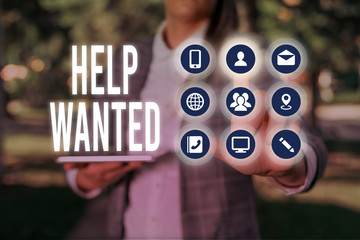 Handwriting text writing Help Wanted. Conceptual photo An ad in the paper an employer places to...