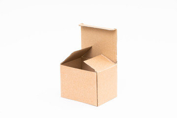 Brown paper box on white background