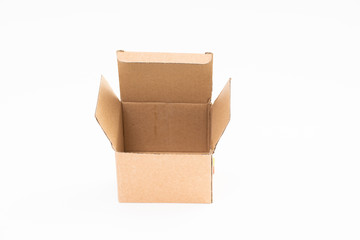 Brown paper box on white background