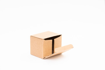Brown paper box on white background