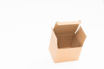 Brown paper box on white background
