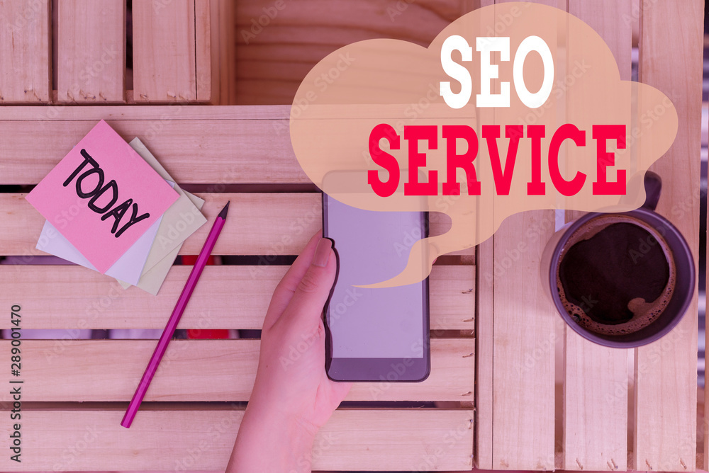 Poster text sign showing seo service. business photo text techniques and procedures to increase the website