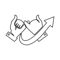 Arrow Up Hand Commitment Teamwork Together Outline Logo