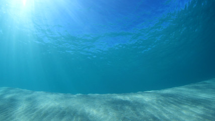 Fototapeta na wymiar Blue ocean underwater background 