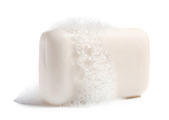 Soap bar on white background
