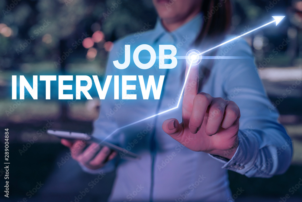 Aufkleber conceptual hand writing showing job interview. concept meaning assessment questions answers hiring e