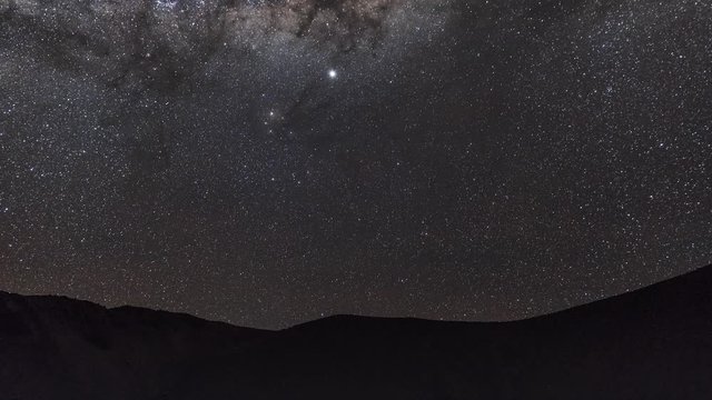Time-lapse is showing a Milky Way center set over tent in the chilean Andes near Paso de Agua Negra.