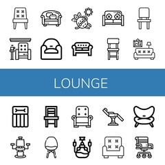 Set of lounge icons such as Chair, Armchair, Sofa, Sunbathing, Living room, Airbed, Hookah , lounge