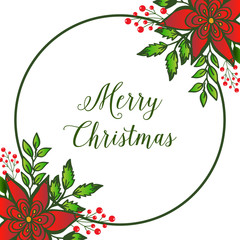 Beautiful vintage red wreath frame for merry christmas greeting text, Vector