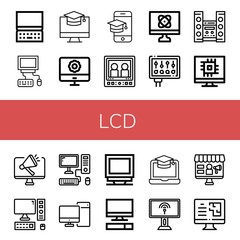 Set of lcd icons such as Computer, Screen, Monitor, Home theater , lcd