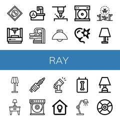 Set of ray icons such as X ray, Laser, Magnetic resonance, Mri, Light, Compact disc, Burst, Radioactive, Lamp, Spark, Dvd player, Lighting , ray