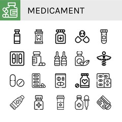 Set of medicament icons such as Medicine, Drug container, Pills, Drugs, Blister pack, Drug, Ointment , medicament