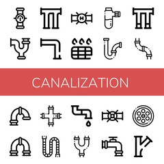 Set of canalization icons such as Pipe, Drain, Pipes, Drainage , canalization