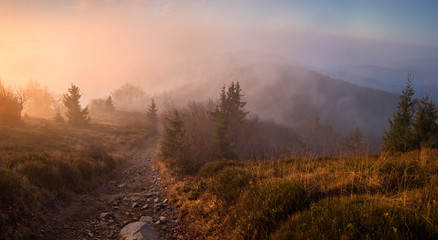 Mincol Slovakia mist fog sunset