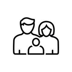 Black line icon for family with baby 