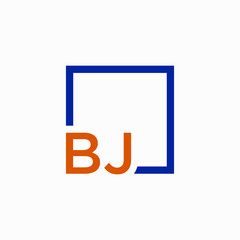 Letter BJ Logo design with square frame line art. business consulting concept. studio,room,group icon. Suitable for business, consulting group company. - vector