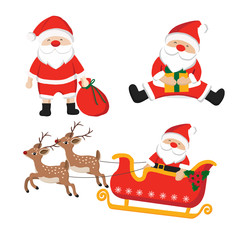 Set of santa claus character illustration for Christmas.